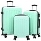 Комплект куфари с твърда обвивка 3 броя ABS пластмаса ментово зелен 20 24 28