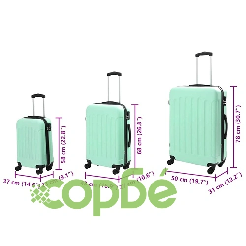 Комплект куфари с твърда обвивка 3 броя ABS пластмаса ментово зелен 20 24 28 ➤ топ цена ➤ sorbe.bg