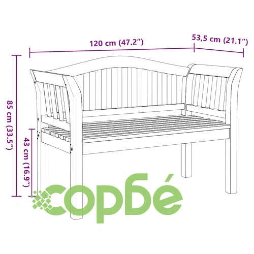 Градинска пейка от тиково дърво масив 120x53.5x85 см кафяво ➤ топ цена ➤ sorbe.bg