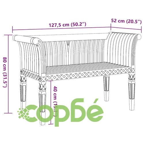 Градинска пейка от масивно тиково дърво 127.5x52x80 см кафява ➤ топ цена ➤ sorbe.bg