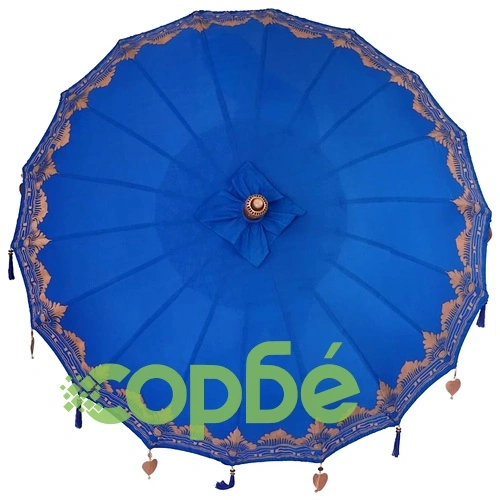 Балийски парасол синьо 185x185x260 см памук и масивно дърво ➤ топ цена ➤ sorbe.bg