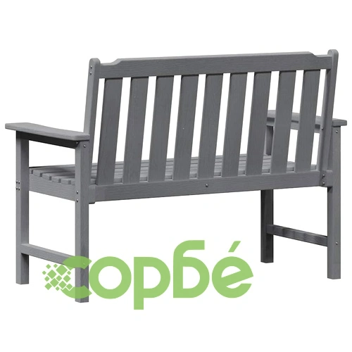 Градинска пейка от HDPE пластмаса светлосива 120x59x88 см с възглавница ➤ топ цена ➤ sorbe.bg