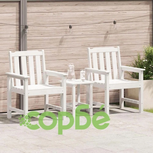 Градински столове за хранене 2 бр. бели HDPE пластмаса 65.5x59x88 см ➤ топ цена ➤ sorbe.bg