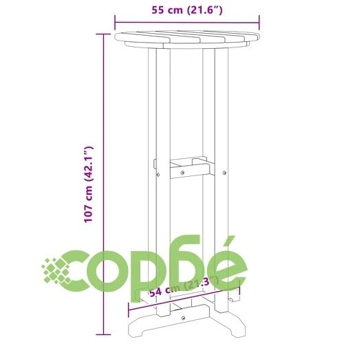 Бар маса Черно 55 x 55 x 107 см HDPE ➤ топ цена ➤ sorbe.bg