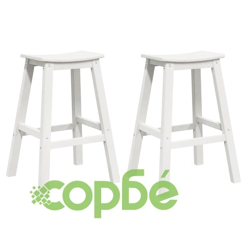 Бар столове 2 броя, бяло, HDPE пластмаса, 52 x 43 x 73,5 см ➤ топ цена ➤ sorbe.bg