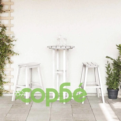 Бар столове 2 броя, бяло, HDPE пластмаса, 52 x 43 x 73,5 см ➤ топ цена ➤ sorbe.bg