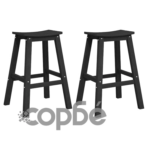 Бар столове 2 броя, черни, HDPE пластмаса, 52 x 43 x 73,5 см ➤ топ цена ➤ sorbe.bg
