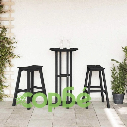 Бар столове 2 броя, черни, HDPE пластмаса, 52 x 43 x 73,5 см ➤ топ цена ➤ sorbe.bg