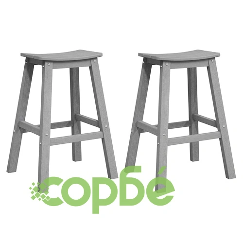 Бар столове 2 броя, Светлосиво, HDPE пластмаса, 52 x 43 x 73,5 см ➤ топ цена ➤ sorbe.bg