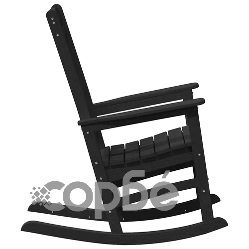 Градински люлеещ се стол от HDPE, черен, 70 x 92 x 108 см ➤ топ цена ➤ sorbe.bg