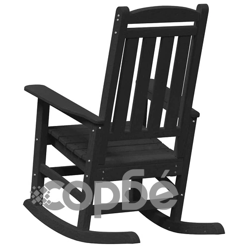Градински люлеещ се стол от HDPE, черен, 70 x 92 x 108 см ➤ топ цена ➤ sorbe.bg