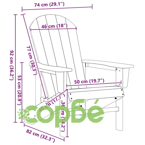 Стол Adirondack HDPE, 74 x 82 x 92 см, морско синьо ➤ топ цена ➤ sorbe.bg