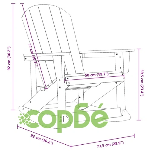 Люлеещ се стол Adirondack тъмносин 73.5 x 92 x 90 см HDPE ➤ топ цена ➤ sorbe.bg