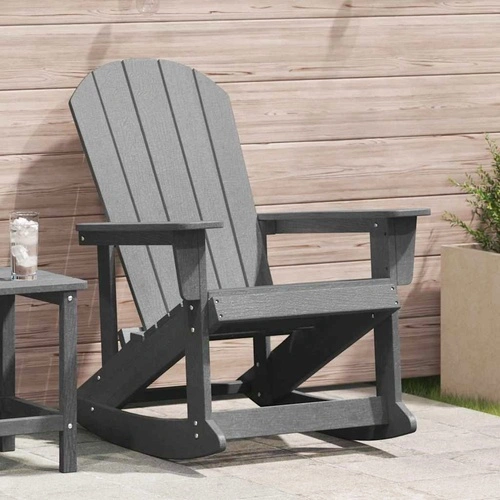 Люлеещ се стол Adirondack от HDPE, Светлосиво, 73.5x92x90 см ➤ топ цена ➤ sorbe.bg