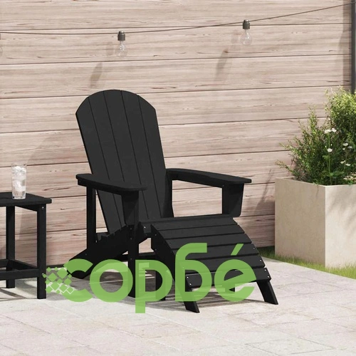 Стол Adirondack с възглавница черен 74x82x92 см HDPE пластмаса ➤ топ цена ➤ sorbe.bg