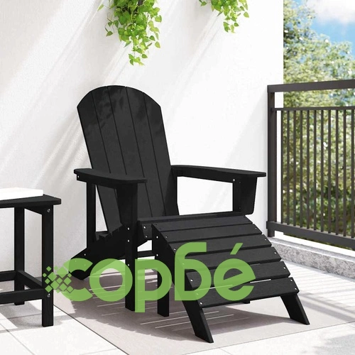 Стол Adirondack с възглавница черен 74x82x92 см HDPE пластмаса ➤ топ цена ➤ sorbe.bg