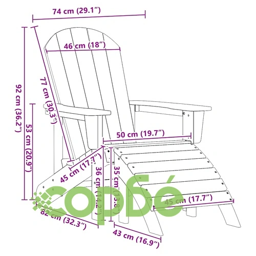 Стол Adirondack светлосив 74x82x92 см HDPE пластмаса ➤ топ цена ➤ sorbe.bg