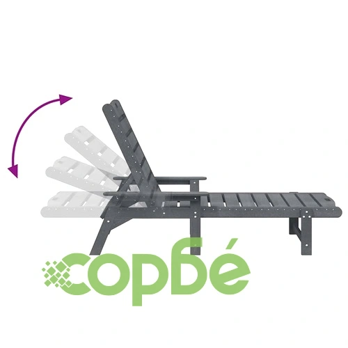 Шезлонг за градина HDPE, светлосиво, 162 x 53 x 98.5 см ➤ топ цена ➤ sorbe.bg