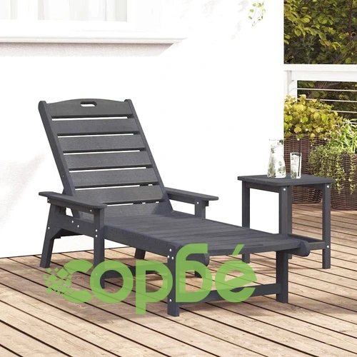 Шезлонг за градина HDPE, светлосиво, 162 x 53 x 98.5 см ➤ топ цена ➤ sorbe.bg