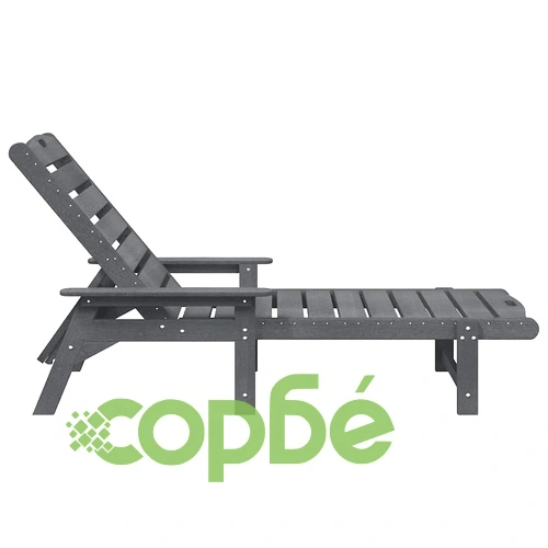 Шезлонг за градина HDPE, светлосиво, 162 x 53 x 98.5 см ➤ топ цена ➤ sorbe.bg