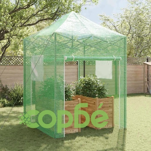 Оранжерия с покрив от полиетилен зелена 200x200x300 см стомана ➤ топ цена ➤ sorbe.bg