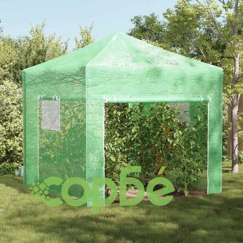Оранжерия с изскачаща рамка 290x290x315 см стомана зелена ➤ топ цена ➤ sorbe.bg