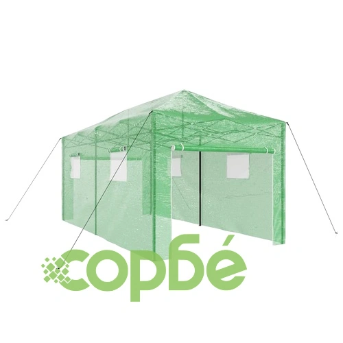 Оранжерия сгъваема зелена 290x580x315 см стомана полиетилен ➤ топ цена ➤ sorbe.bg