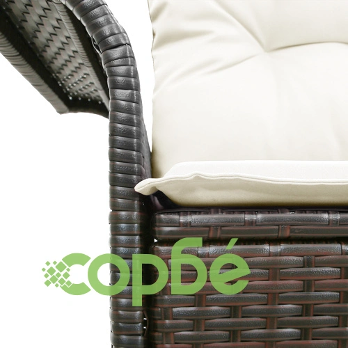 Градински диван за двама с възглавници от полиратан - кафяв, 141 x 61.5 x 69 см ➤ топ цена ➤ sorbe.bg