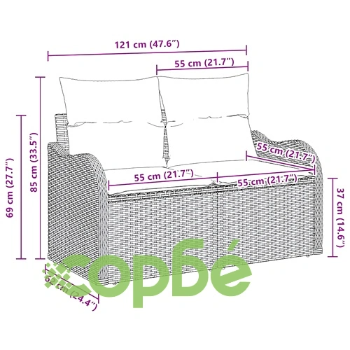 Двуместен градински диван с възглавници и съхранение кафяв полиратан 121x62x69см ➤ топ цена ➤ sorbe.bg