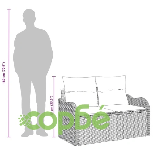Двуместен градински диван с възглавници и съхранение кафяв полиратан 121x62x69см ➤ топ цена ➤ sorbe.bg