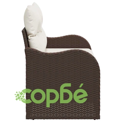 Двуместен градински диван с възглавници и съхранение кафяв полиратан 121x62x69см ➤ топ цена ➤ sorbe.bg