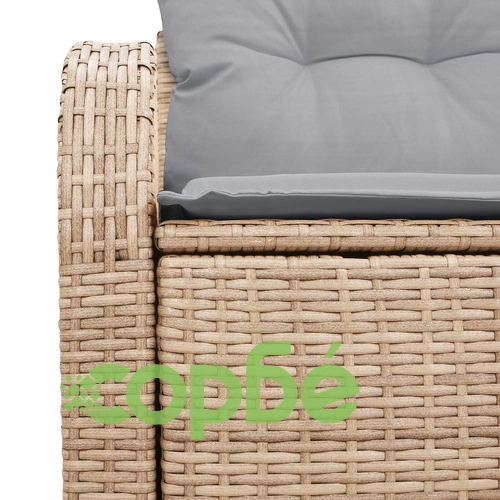 Градински диван от полиратан с две места, място за съхранение и възглавници - Бежов ➤ топ цена ➤ sorbe.bg