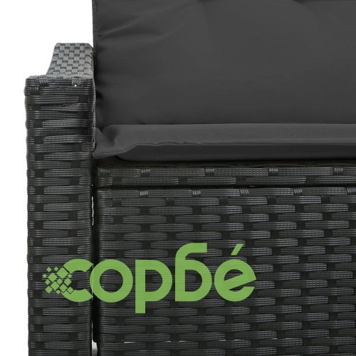 Градински диван с две места от полиротан в черно с възглавници, 123 x 62 x 69 см ➤ топ цена ➤ sorbe.bg