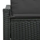 Градински диван с две места от полиротан в черно с възглавници, 123 x 62 x 69 см