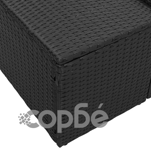 Двуместен градински диван от черен полиратан с възглавници, 184 x 62 x 85 см ➤ топ цена ➤ sorbe.bg