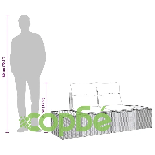 Двуместен градински диван черен 184x62x85см полиратан с възглавници ➤ топ цена ➤ sorbe.bg