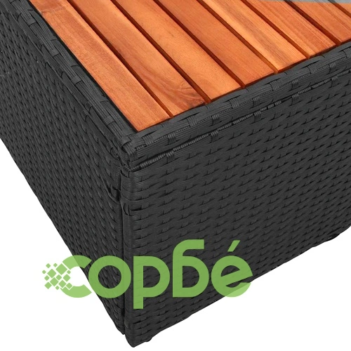 Двуместен градински диван черен 184x62x85см полиратан с възглавници ➤ топ цена ➤ sorbe.bg