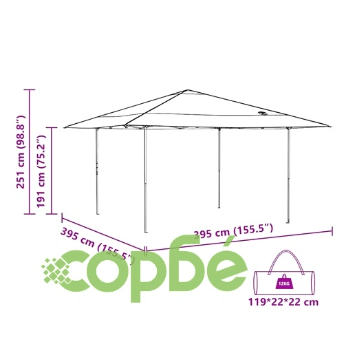 Шатър с автоматично отваряне зелен 400x400 см Oxford текстил ➤ топ цена ➤ sorbe.bg