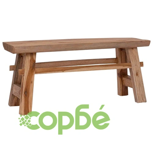 Пейка от масивно тиково дърво, 100 x 29 x 43,5 см, Естествен цвят ➤ топ цена ➤ sorbe.bg