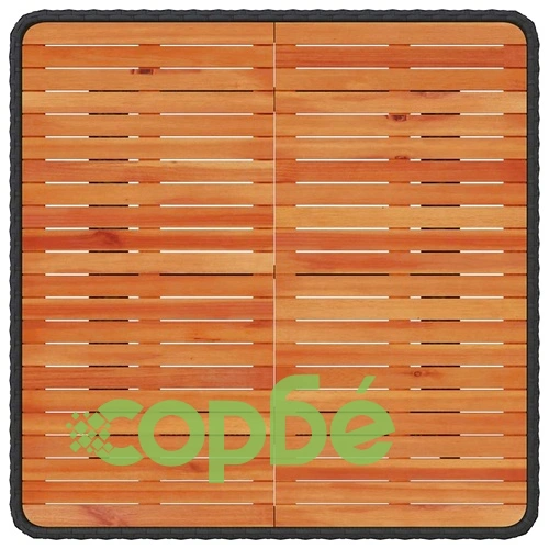 Градински комплект за хранене 3 части от полиратан и акация - черен ➤ топ цена ➤ sorbe.bg