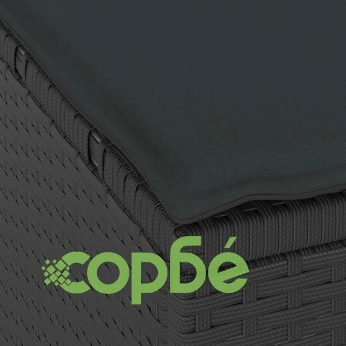 Градински комплект за хранене 3 части от полиратан и акация - черен ➤ топ цена ➤ sorbe.bg