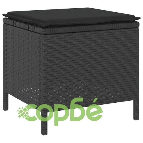 Градински комплект за хранене 3 части от полиратан и акация - черен ➤ топ цена ➤ sorbe.bg