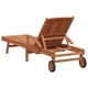 Шезлонги 2 броя от масивно тиково дърво с възглавници, 195 x 59 x 78,5 см, Кафяво