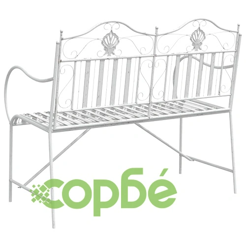 Градинска пейка със стоманена конструкция бяла 103.5 x 59 x 89 см ➤ топ цена ➤ sorbe.bg