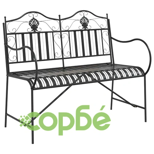 Градинска пейка от стомана черна 103,5 x 59 x 89 см за 2 места ➤ топ цена ➤ sorbe.bg