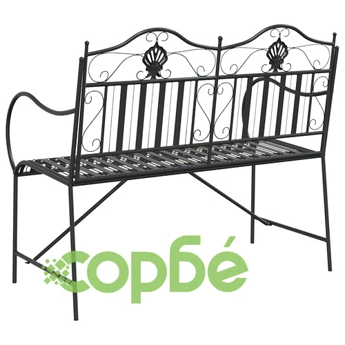 Градинска пейка от стомана черна 103,5 x 59 x 89 см за 2 места ➤ топ цена ➤ sorbe.bg