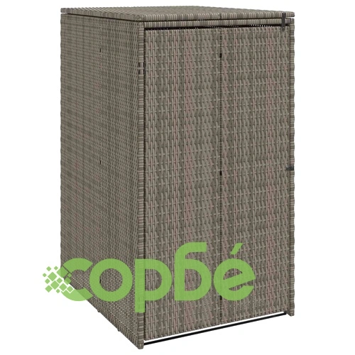 Кутия за градински отпадъци с ратанова плетеница, Сива, 65 x 80 x 115 см, Полиетилен ➤ топ цена ➤ sorbe.bg