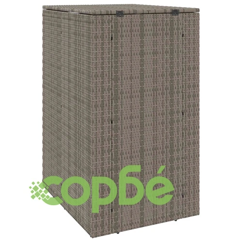 Кутия за градински отпадъци с ратанова плетеница, Сива, 65 x 80 x 115 см, Полиетилен ➤ топ цена ➤ sorbe.bg