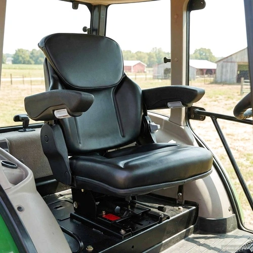 Тракторна седалка с окачване, стомана и PVC, черна, 60 x 58 x 72 см ➤ топ цена ➤ sorbe.bg