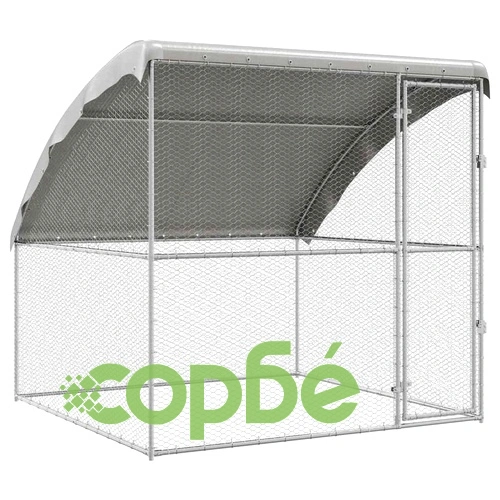 Клетка за кокошки с покрив и вратичка 200 x 200 x 200 см, поцинкована стомана, сребриста ➤ топ цена ➤ sorbe.bg